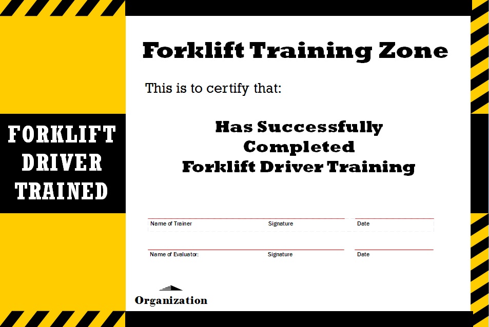 Osha Forklift Certification Card Template